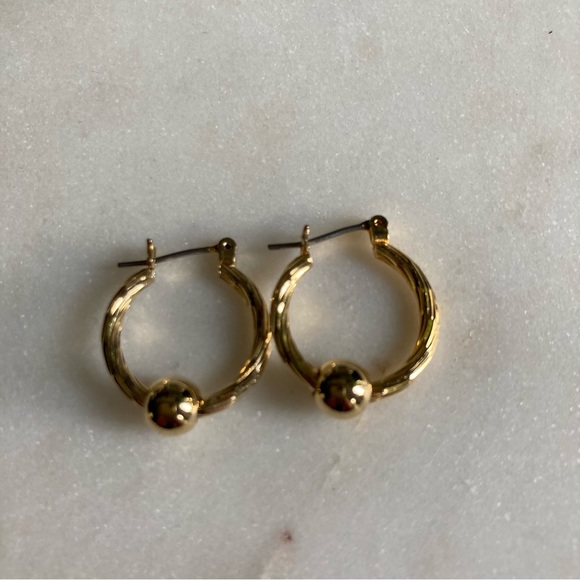 Gold Slider Ball Hoop Earrings - Picture 1 of 4